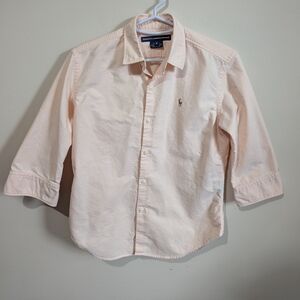 Ralph Lauren Sport Boys Peach Button Down Shirt Size 6 Cotton Pony Logo
